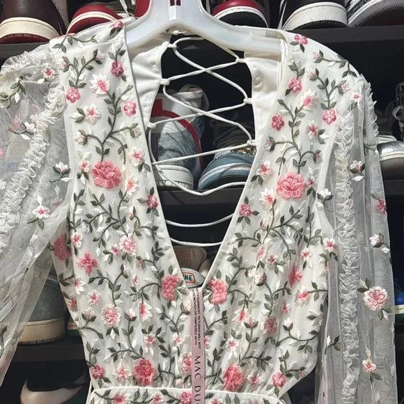 Mac Duggal Floral Embroidered White Dress - Picture 5 of 12